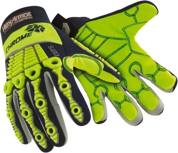 HexArmor - Size 2XL (11), ANSI Cut Lvl A8, Puncture Lvl 1, Abrasion Lvl 2, Cotton/SuperFabric Cut & Puncture Resistant Gloves - 10" Long, Hi-Vis Lime, Paired - Apex Tool & Supply