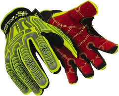 HexArmor - Size L (9), ANSI Cut Lvl 2, Puncture Lvl 2, HPPE Fiber Cut & Puncture Resistant Gloves - 11" Long, Hi-Vis Lime, Paired - Apex Tool & Supply
