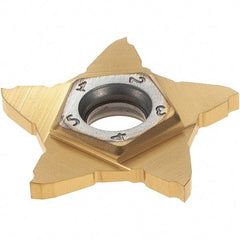 Iscar - PENTA24N200 P IC1008 Grade, 0.0787" Cutting Width, Carbide Cutoff Insert - Neutral Lead Angle, 0.002" Cnr Rad, TiAlN/TiN Coated - Apex Tool & Supply