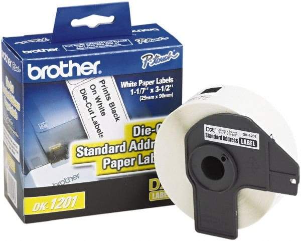 Brother - 1.1" Wide x 3-1/2" Long, White Paper Shipping Label - For PC Label Printers - Apex Tool & Supply