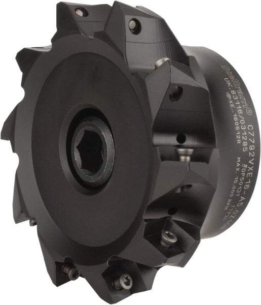 Kennametal - 5" Cut Diam, 0.138" Max Depth, 1-1/2" Arbor Hole, 10 Inserts, XE 16 Insert Style, Indexable Copy Face Mill - C7792VXE16-A5.0Z10R Cutter Style, 2.48" High, Through Coolant, Series 7792 - Apex Tool & Supply