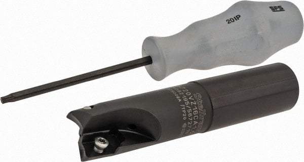 Kennametal - 1" Cutting Diam, 0.63" Max Depth, 1" Shank Diam, Cylindrical Shank Indexable Square Shoulder End Mill - ZDET15M5 Insert Style, C5720VZ16CA1.0Z2R2.75 Toolholder Style, Through Coolant - Apex Tool & Supply