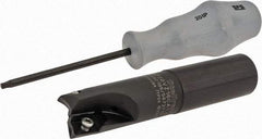 Kennametal - 1" Cutting Diam, 0.63" Max Depth, 1" Shank Diam, Cylindrical Shank Indexable Square Shoulder End Mill - ZDET15M5 Insert Style, C5720VZ16CA1.0Z2R2.75 Toolholder Style, Through Coolant - Apex Tool & Supply