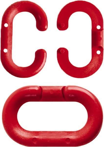 NMC - 2" High x 1/4" Long x 4" Wide Barrier Connecting Link - Plastic, Uncoated, Red, Use with Plastic Chain - Apex Tool & Supply