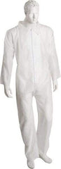 PRO-SAFE - Size 5XL SMS Chemical Resistant Coveralls - White, Zipper Closure, Elastic Cuffs, Elastic Ankles, Serged Seams, ISO Class 6 - Apex Tool & Supply