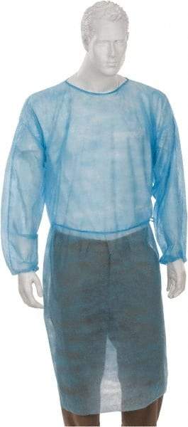 PRO-SAFE - Size Universal Blue Isolation Gown without Pockets - Polypropylene, Tie Front, Open Cuffs - Apex Tool & Supply
