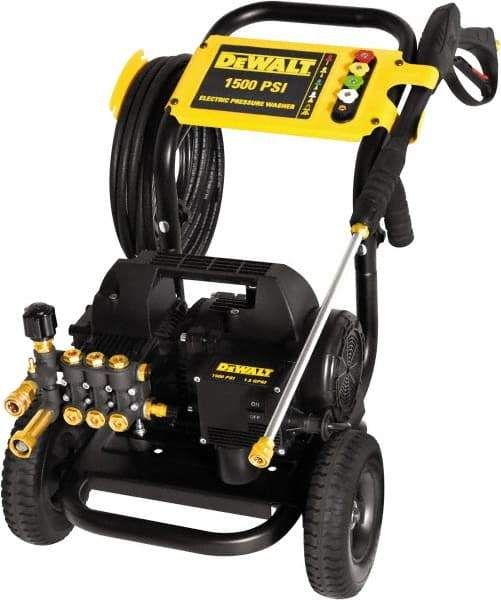 DeWALT - Electric, 13 Amp, 1.5 hp, 1,500 psi, 1.8 GPM, Cold Water Pressure Washer - Triplex Plunger, 25' x 1/4" Hose, 120 Max Volts - Apex Tool & Supply