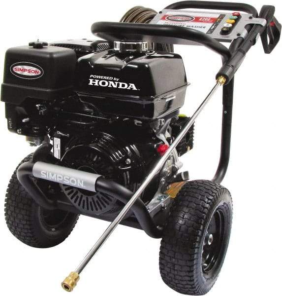 Simpson - Gas, 11.7 hp, 4,200 psi, 4 GPM, Cold Water Pressure Washer - AAA Triplex, 50' x 3/8" Hose - Apex Tool & Supply