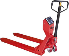 Vestil - 5,000 Lb Capacity, 7-1/2" Lift Scale Pallet Truck - 3" Min Lift Height, 48" Fork Length x 27-1/2" Fork Width, 28" Overall Width - Apex Tool & Supply