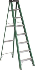 Louisville - 7 Steps, 8' High, Type II Rating, Fiberglass Step Ladder - 225 Lb Capacity, 24-13/16" Base Width - Apex Tool & Supply