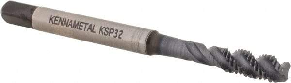 Kennametal - M4x0.70 3 Flute 6H Modified Bottoming Spiral Flute Tap - Vanadium High Speed Steel, TiCN/TiN Finish, 2-1/8" OAL, Right Hand Flute, Right Hand Thread, D4, Series GOtap\xAE - Apex Tool & Supply