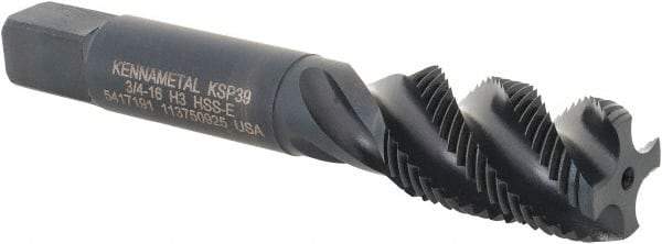 Kennametal - 3/4-16 4 Flute 3B Modified Bottoming Spiral Flute Tap - Vanadium High Speed Steel, Oxide Finish, 4-1/4" OAL, Right Hand Flute, Right Hand Thread, H3, Series GOtap\xAE - Apex Tool & Supply