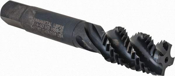 Kennametal - 3/4-10 4 Flute Modified Bottoming Spiral Flute Tap - Vanadium High Speed Steel, Oxide Finish, 4-1/4" OAL, Right Hand Flute, Right Hand Thread, H3, Series GOtap\xAE - Apex Tool & Supply