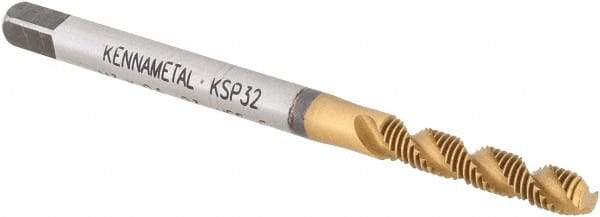 Kennametal - M3x0.50 2 Flute 6H Modified Bottoming Spiral Flute Tap - Vanadium High Speed Steel, TiCN/TiN Finish, 1-15/16" OAL, Right Hand Flute, Right Hand Thread, D3, Series GOtap\xAE - Apex Tool & Supply