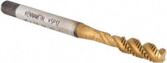 Kennametal - M5x0.80 3 Flute 6H Modified Bottoming Spiral Flute Tap - Vanadium High Speed Steel, TiCN/TiN Finish, 2-3/8" OAL, Right Hand Flute, Right Hand Thread, D4, Series GOtap\xAE - Apex Tool & Supply