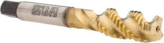 Kennametal - M12x1.75 3 Flute 6H Modified Bottoming Spiral Flute Tap - Vanadium High Speed Steel, TiCN/TiN Finish, 3-3/8" OAL, Right Hand Flute, Right Hand Thread, D6, Series GOtap\xAE - Apex Tool & Supply