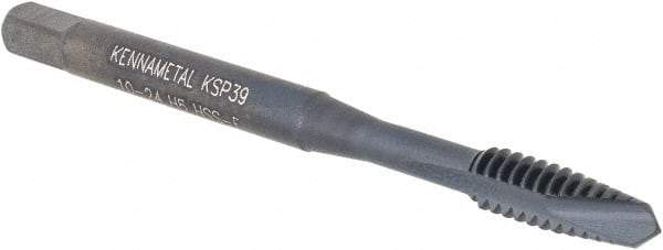 Kennametal - #10-24, 2 Flute, Oxide Finish, Vanadium High Speed Steel Spiral Point Tap - Plug Chamfer, Right Hand Thread, 2-3/8" OAL, 12.7mm Thread Length, 4.93mm Shank Diam, Series GOtap - Exact Industrial Supply