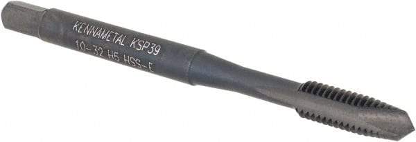 Kennametal - #10-32, 2 Flute, Oxide Finish, Vanadium High Speed Steel Spiral Point Tap - Plug Chamfer, Right Hand Thread, 2-3/8" OAL, 12.7mm Thread Length, 4.93mm Shank Diam, Series GOtap - Exact Industrial Supply
