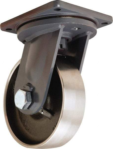 Hamilton - 10" Diam x 3" Wide x 13" OAH Top Plate Mount Swivel Caster - Forged Steel, 6,500 Lb Capacity, Tapered Roller Bearing, 8-1/2 x 8-1/2" Plate - Apex Tool & Supply