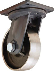 Hamilton - 10" Diam x 3" Wide x 13" OAH Top Plate Mount Swivel Caster - Forged Steel, 6,500 Lb Capacity, Tapered Roller Bearing, 8-1/2 x 8-1/2" Plate - Apex Tool & Supply