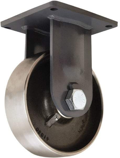 Hamilton - 10" Diam x 3" Wide x 13" OAH Top Plate Mount Rigid Caster - Forged Steel, 6,500 Lb Capacity, Tapered Roller Bearing, 8-1/2 x 8-1/2" Plate - Apex Tool & Supply