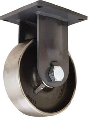 Hamilton - 10" Diam x 3" Wide x 13" OAH Top Plate Mount Rigid Caster - Forged Steel, 6,500 Lb Capacity, Tapered Roller Bearing, 8-1/2 x 8-1/2" Plate - Apex Tool & Supply