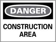 NMC - "Danger - Construction Area", 14" Long x 20" Wide, Pressure-Sensitive Vinyl Safety Sign - Rectangle, 0.004" Thick, Use for Security & Admittance - Apex Tool & Supply