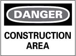 NMC - "Danger - Construction Area", 14" Long x 20" Wide, Rigid Plastic Safety Sign - Rectangle, 0.05" Thick, Use for Security & Admittance - Apex Tool & Supply