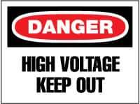 NMC - "Danger - High Voltage - Keep Out", 14" Long x 20" Wide, Aluminum Safety Sign - Rectangle, 0.04" Thick, Use for Accident Prevention - Apex Tool & Supply