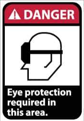 NMC - "Danger - Eye Protection Required in This Area", 14" Long x 10" Wide, Aluminum Safety Sign - Rectangle, 0.04" Thick, Use for Accident Prevention - Apex Tool & Supply