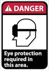 NMC - "Danger - Eye Protection Required in This Area", 14" Long x 10" Wide, Aluminum Safety Sign - Rectangle, 0.04" Thick, Use for Accident Prevention - Apex Tool & Supply
