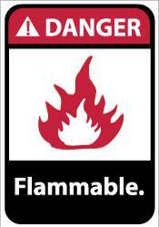 NMC - Danger - Flammable, Aluminum Fire Sign - 10" Wide x 14" High - Apex Tool & Supply