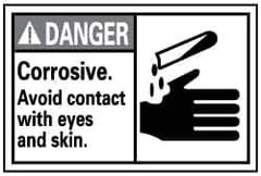 NMC - "Danger - Corrosive - Avoid Contact with Eyes and Skin", 14" Long x 10" Wide, Pressure-Sensitive Vinyl Safety Sign - Rectangle, 0.004" Thick, Use for Accident Prevention - Apex Tool & Supply