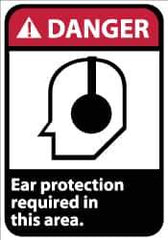 NMC - "Danger - Ear Protection Required in This Area", 14" Long x 10" Wide, Aluminum Safety Sign - Rectangle, 0.04" Thick, Use for Accident Prevention - Apex Tool & Supply