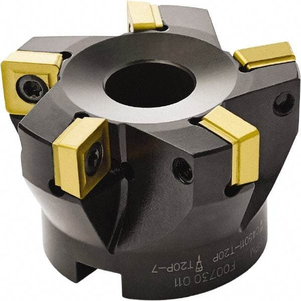 Seco - 63mm Cut Diam, 22mm Arbor Hole, 11mm Max Depth of Cut, 87° Indexable Chamfer & Angle Face Mill - 5 Inserts, SC.. 1206 Insert, Right Hand Cut, Through Coolant, Series R220.79 - Apex Tool & Supply