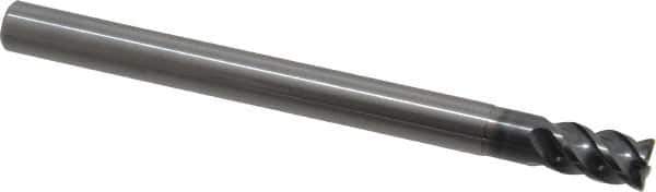 OSG - 8mm, 4 Flute, Single End, Solid Carbide, 0.5mm Corner Radius End Mill - 100mm OAL, 45° Helix, Right Hand Flute, 12mm LOC, Right Hand Cut, 24mm Extended Reach - Apex Tool & Supply