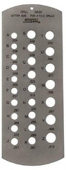SPI - A Letter to Z Letter Hole Size Drill Gage - 6 Inch Long, 2-1/2 Inch Wide, 26 Holes - Apex Tool & Supply
