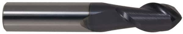 Accupro - 7/8" Diam, 1-3/4" LOC, 2 Flute Solid Carbide Ball End Mill - AlTiN Finish, Single End, 4" OAL, 7/8" Shank Diam, Spiral Flute - Apex Tool & Supply