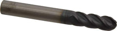 Accupro - 5/16" Diam, 13/16" LOC, 4 Flute Solid Carbide Ball End Mill - AlTiN Finish, Single End, 2-1/2" OAL, 5/16" Shank Diam, Spiral Flute - Apex Tool & Supply