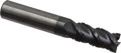 Accupro - 7/16" Diam, 1" LOC, 4 Flute Solid Carbide Roughing & Finishing Square End Mill - AlTiN Finish, 2-3/4" OAL, 7/16" Shank Diam, Straight Shank, 40° Helix, Centercutting, Regular Length - Apex Tool & Supply