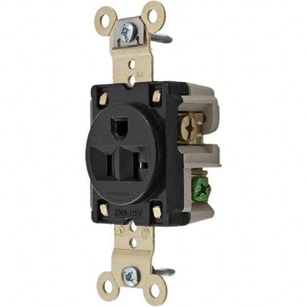 Hubbell Wiring Device-Kellems - 125V 20A NEMA 5-20R Industrial Grade Black Straight Blade Single Receptacle - Apex Tool & Supply