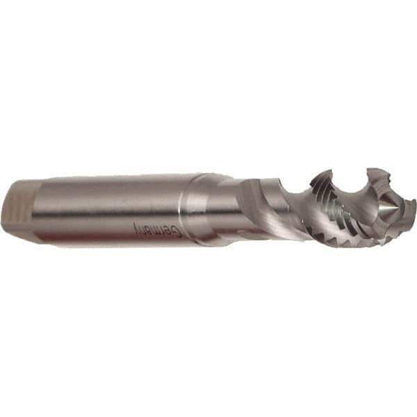 Emuge - M4x0.50 Metric Fine 3 Flute 6H Modified Bottoming Spiral Flute Tap - Cobalt, Bright Finish, 63mm OAL, Right Hand Flute, Right Hand Thread, Series Enorm - Exact Industrial Supply