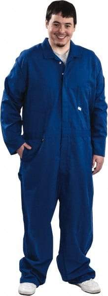 Stanco Safety Products - Size M, Royal Blue, Zipper, Arc Protection Coverall - 38 to 40" Chest, Indura, 7 Pockets, Elastic Waistband, Full Action Back, 2-Way Concealed Zipper - Apex Tool & Supply
