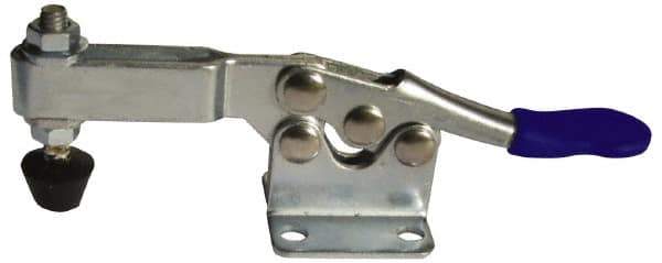 Gibraltar - 200 Lb Holding Capacity, Horizontal Handle, Manual Hold Down Toggle Clamp - 70° Handle Movement, 90° Bar Opening, U-Bar, Flanged Base, Carbon Steel - Apex Tool & Supply