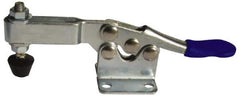 Gibraltar - 200 Lb Holding Capacity, Horizontal Handle, Manual Hold Down Toggle Clamp - 70° Handle Movement, 90° Bar Opening, U-Bar, Flanged Base, Carbon Steel - Apex Tool & Supply