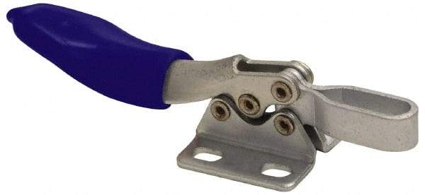 Gibraltar - 60 Lb Holding Capacity, Horizontal Handle, Manual Hold Down Toggle Clamp - 80° Handle Movement, 90° Bar Opening, U-Bar, Flanged Base, Stainless Steel - Apex Tool & Supply