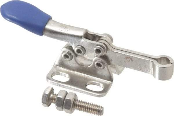 Gibraltar - 75 Lb Holding Capacity, Horizontal Handle, Manual Hold Down Toggle Clamp - 82° Handle Movement, 94° Bar Opening, Solid Bar, Flanged Base, Electro-Plated Zinc, Stainless Steel - Apex Tool & Supply