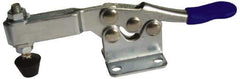 Gibraltar - 200 Lb Holding Capacity, Horizontal Handle, Manual Hold Down Toggle Clamp - 78° Handle Movement, 87° Bar Opening, U-Bar, Flanged Base, Electro-Plated Zinc, Stainless Steel - Apex Tool & Supply