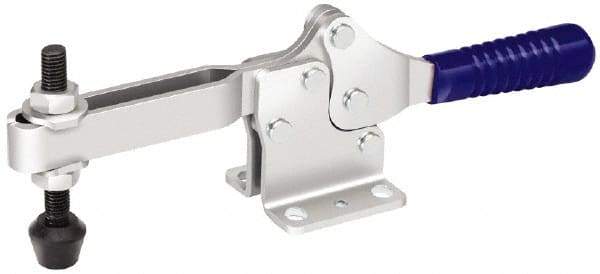 Gibraltar - 750 Lb Holding Capacity, Horizontal Handle, Manual Hold Down Toggle Clamp - 59° Handle Movement, 93° Bar Opening, U-Bar, Flanged Base, Electro-Plated Zinc, Carbon Steel - Apex Tool & Supply