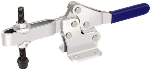 Gibraltar - 1,000 Lb Holding Capacity, Horizontal Handle, Manual Hold Down Toggle Clamp - 74° Handle Movement, 105° Bar Opening, U-Bar, Flanged Base, Electro-Plated Zinc, Carbon Steel - Apex Tool & Supply